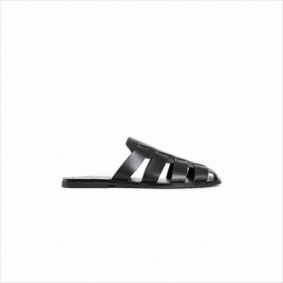 Prada Woven Strap Black Leather Mules - NWT